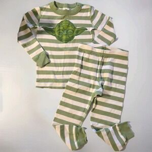 Hanna Andersson x Star Wars Yoda Face Long Johns Pajamas PJ Size 90cm  / 3T